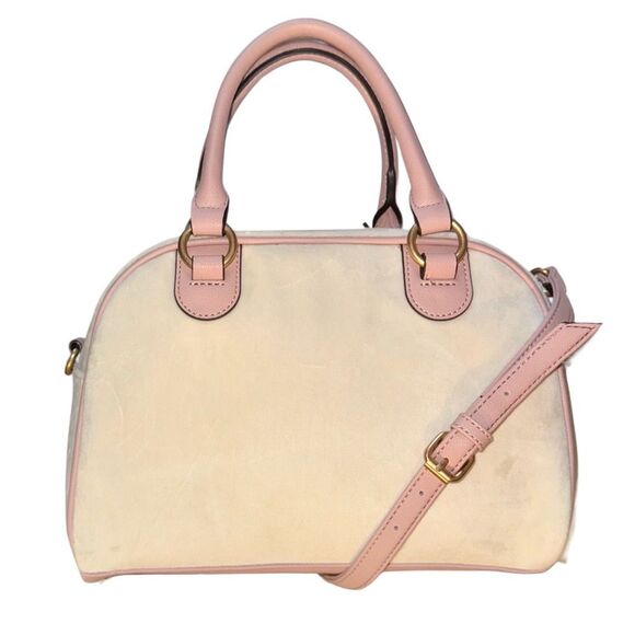 Juicy Couture Crystal Velour Pink Faux Leather Retro Vibe Satchel Crossbody Bag - Picture 5 of 10